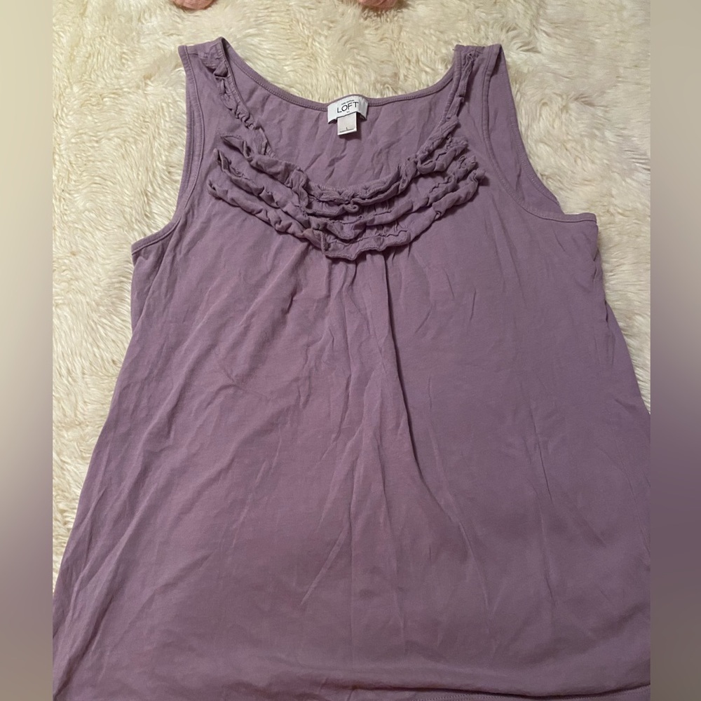 Purple ruffle loft tank